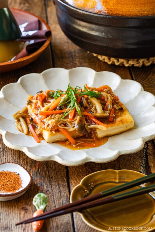 Japanese Tofu Steak with Mushroom Ankake Sauce 豆腐ステーキ • Just One Cookbook