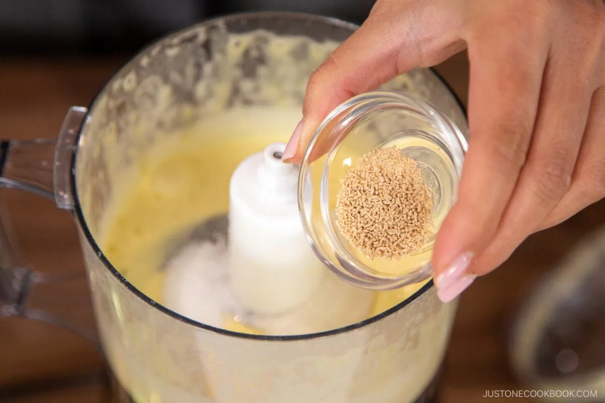 Add&nbsp;the kosher salt,&nbsp;sugar, and dashi powder&nbsp;and give everything a whirl again.